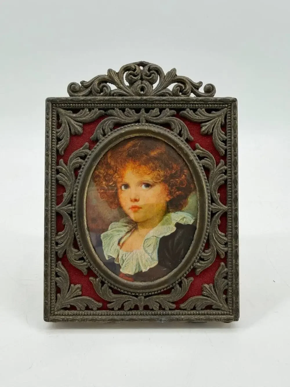 Vintage Ornate Brass Bronze Style Picture Frame Child Portrait Victorian Italy